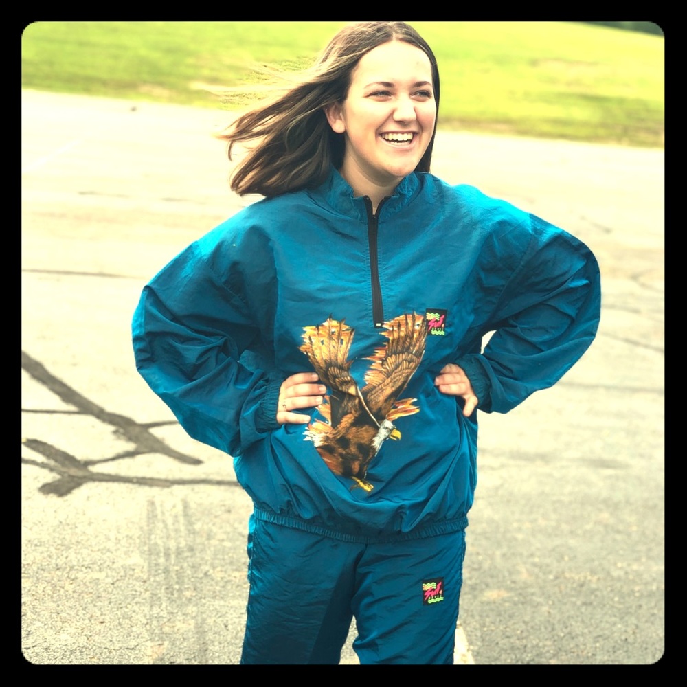 Retro Surf Style California Track Suit Nylon Teal